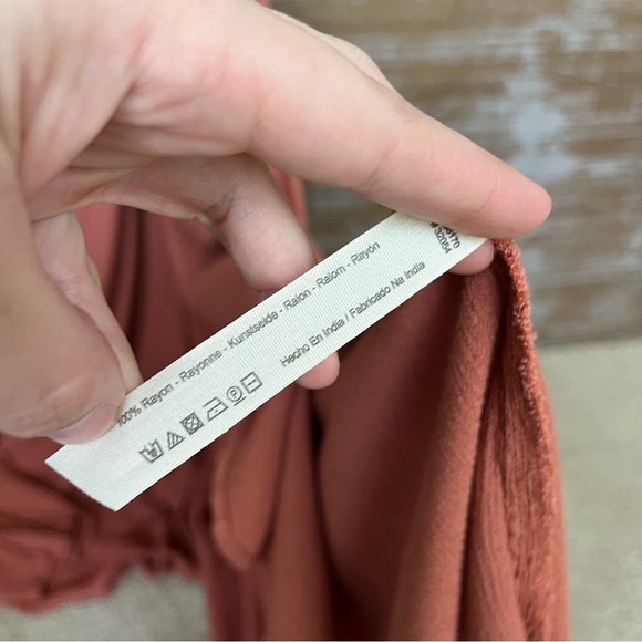 Free People Grommet Maxi Dress Slit Rayon Boho Western Summer Beachy Womens XS - Picture 5 of 9